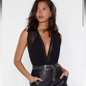 Nasty Gal “My Mesh” Plunging Bodysuit